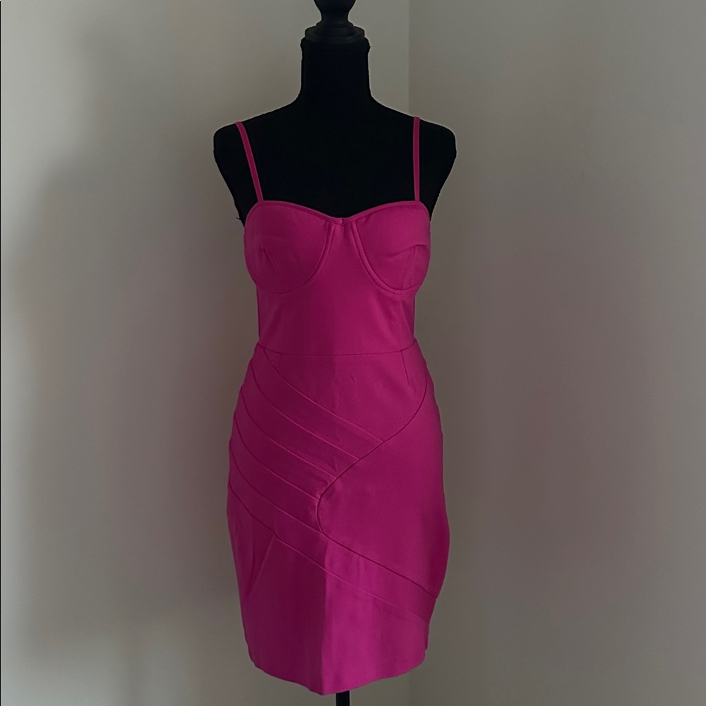 Express Strapless Magenta Bodycon Mini Dress